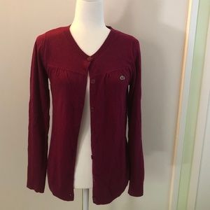 Lacoste Plum Color Cardigan Sweater